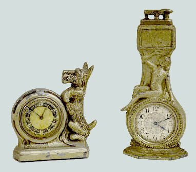 2 Novelty Clocks, Nude Lady Lighter &amp; Dog — Antique Clocks Price Guide