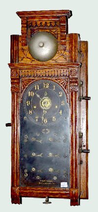 Antique Oak Burglar Alarm Clock with Bell — Antique Clocks Price Guide