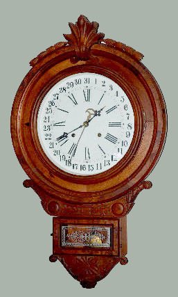 Gilbert "Circle Drop" Calendar Clock, Walnut — Antique Clocks Price Guide