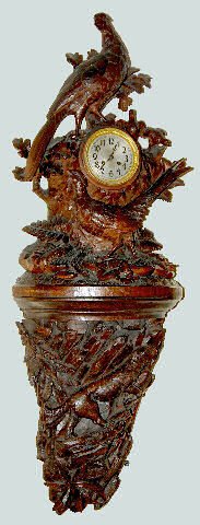 Black Forest Carved Pheasant &amp; Dog Clock, 48" — Antique Clocks Price Guide