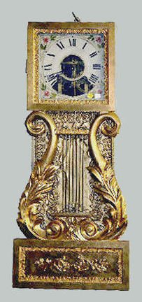 Birge, Mallory &amp; Co. J. Ives Lyre Clock, Copy — Antique Clocks Price Guide