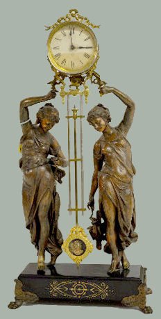 Ansonia "Fisher and Falconer" Swinging Clock — Antique Clocks Price Guide
