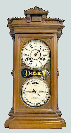 Ithaca Walnut "Index" Calendar Clock — Antique Clocks Price Guide