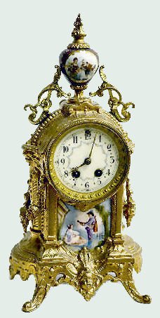 Gilbert No. 1751 Gilt &amp; Porcelain Shelf Clock — Antique Clocks Price Guide