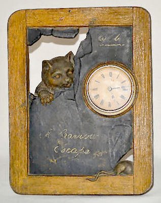 Muller Metal Cat &amp; Mouse Novelty Clock — Antique Clocks Price Guide