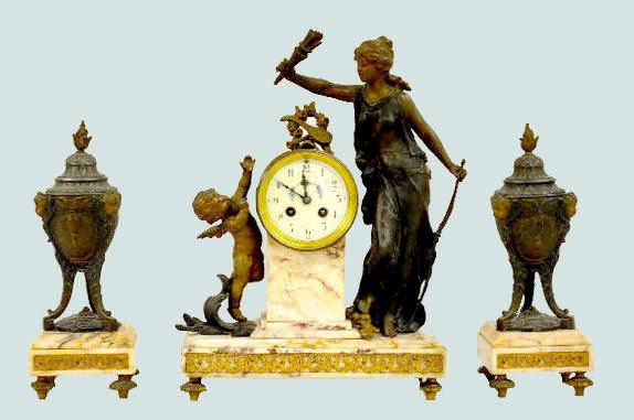 French Marble Statue Garniture Set — Antique Clocks Price Guide