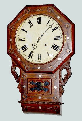 Anglo-American Inlay Scroll Drop Clock — Antique Clocks Price Guide