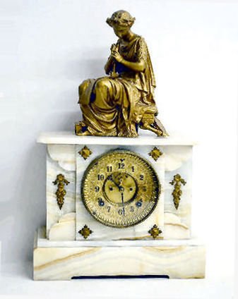 Ansonia White Onyx "Almont" Mantel Clock — Antique Clocks Price Guide