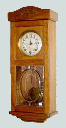 German Leaded Glass Box Clock, Oak Case — Antique Clocks Price Guide