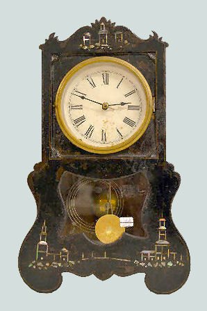 Upson Bros. Iron Front Clock w/M.O.P. Inlay — Antique Clocks Price Guide