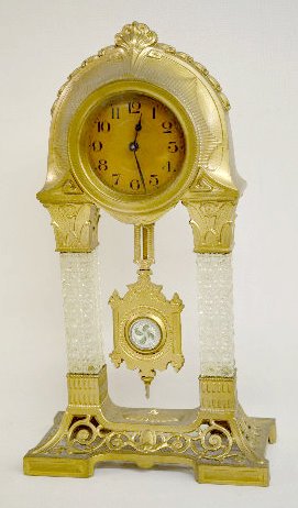 German Crystal Column Empire Clock — Antique Clocks Price Guide