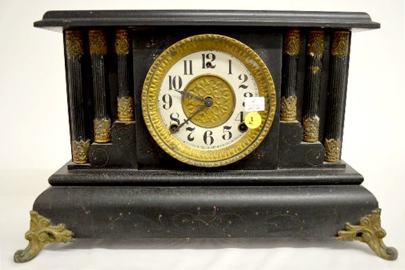 Gilbert 6 Column Black Mantel Clock — Antique Clocks Price Guide