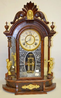 Ansonia "Triumph" Black Walnut Mirror Side Parlor Clock — Antique Clocks Price Guide