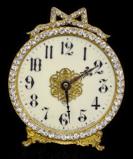 Ansonia "Diadem" Dresser Clock w/ Rhinestones — Antique Clocks Price Guide
