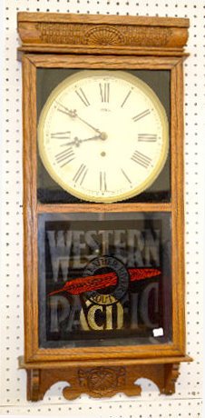 Ingraham "Western Pacific" Oak Adv. Store Clock — Antique Clocks Price Guide