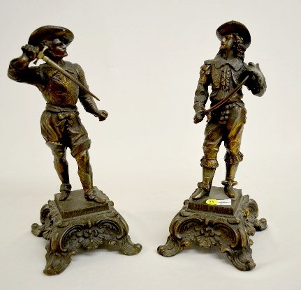 Pair of Don Juan &amp; Don Cesar Clock Statues, 14" — Antique Clocks Price Guide