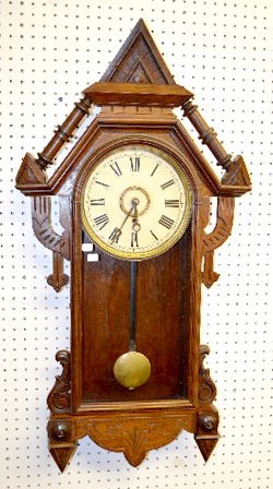 EN Welch Carved Walnut Hanging Wall Clock — Antique Clocks Price Guide