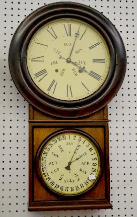 Welch Round Head No. 4 Lewis Rosewood Calendar Clock — Antique Clocks Price Guide