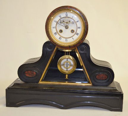 French Vincenti Black Slate Mantel Clock — Antique Clocks Price Guide
