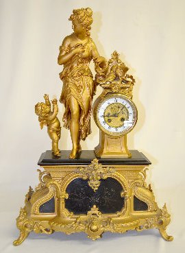 Large French Lady &amp; Cherub Statue Clock — Antique Clocks Price Guide