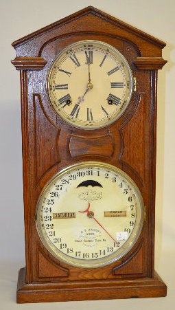 Ithaca "No. 7" Walnut Double Dial Calendar Clock — Antique Clocks Price Guide