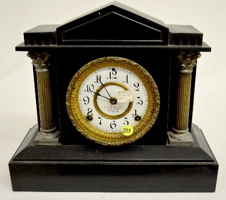Ansonia Iron Mantel Clock, St. Louis Jewelry — Antique Clocks Price Guide