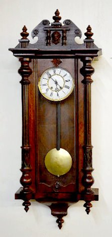 German Spring Wound Walnut Wall Clock — Antique Clocks Price Guide