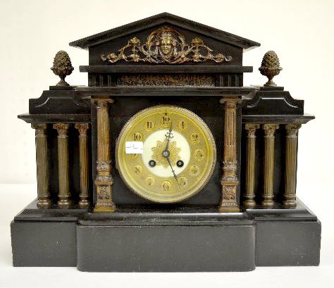 French Black Slate Mantel Clock — Antique Clocks Price Guide