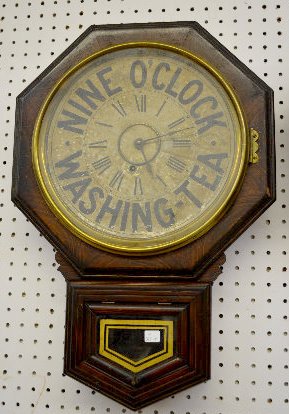 Ingraham Advertising Clock, Nine O'Clock Tea — Antique Clocks Price Guide