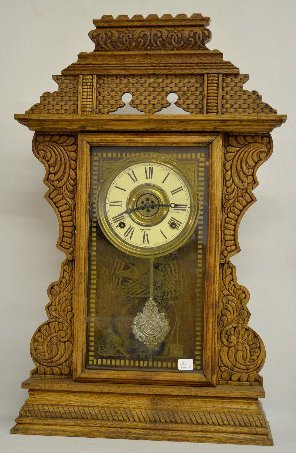 Ingraham Oak Kitchen Clock w/American Flag + — Antique Clocks Price Guide