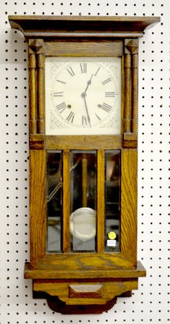 American Oak Hanging Wall Clock — Antique Clocks Price Guide