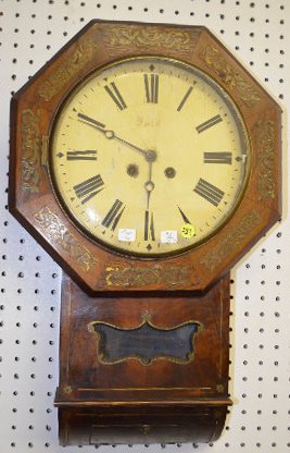 Octagon Brass Inlay Wall Clock — Antique Clocks Price Guide