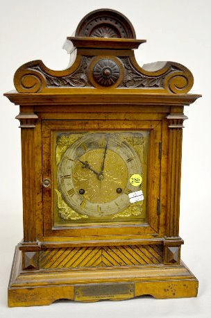 "M. B." Burled Walnut Mantel Clock — Antique Clocks Price Guide
