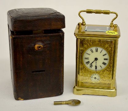 Fancy Traveling Carriage Clock with Case and Keys — Antique Clocks Price Guide