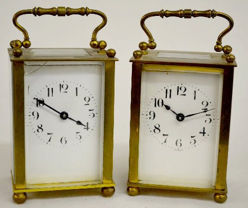2 French Brass Carriage Clocks, Duv. &amp; Bloquel — Antique Clocks Price Guide
