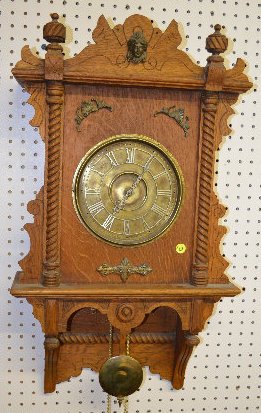 Oak Waterbury Study 2 Weight Wall Clock — Antique Clocks Price Guide