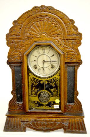 Sessions "Mirror No. 37" Oak Kitchen Clock — Antique Clocks Price Guide