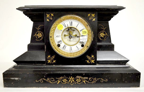 Enameled Iron Case Mantel Clock — Antique Clocks Price Guide