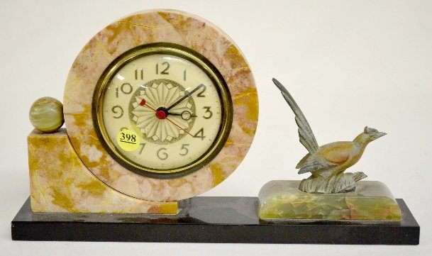 Marble Art Deco Electric Desk Clock w/ Pheasant — Antique Clocks Price Guide