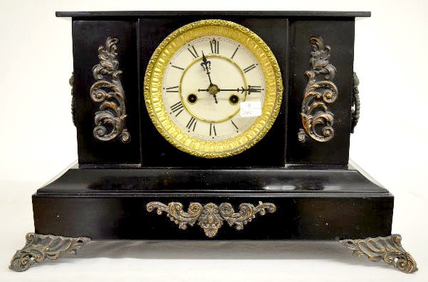 Waterbury Iron Case Enameled Mantel Clock — Antique Clocks Price Guide