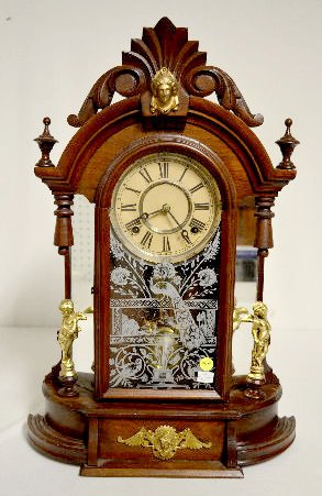 Antique Walnut Mirrorside Parlor Clock — Antique Clocks Price Guide