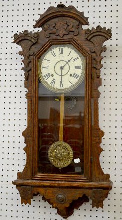 Ingraham "Pacific" Oak Hanging Clock — Antique Clocks Price Guide
