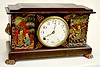 Ingraham Oriental Motif Wood Mantel Clock