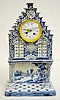 French Faience Mantel Clock, Serpents, Windmill +