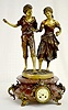 A. D. Mougin Bronze & Marble Clock; Boy & Girl