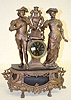 French Double Statue Black Dial Clock