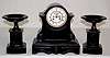 French 3 Piece Slate Clock Garniture Set