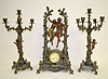 French "Idylle Printaniere" Swingers Clock Set