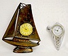 2 Lux Metal Novelty Clocks: Ship & Sea Shell