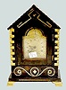 French Inlaid Ebony Wooden Mantel Clock